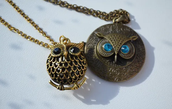 Owl, pendant, white background, chain, suspension, crazyt