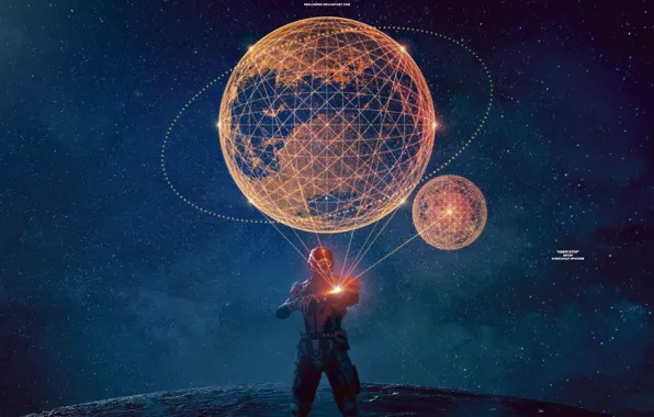Stars, night, map, mass effect, hologram, andromeda, ryder