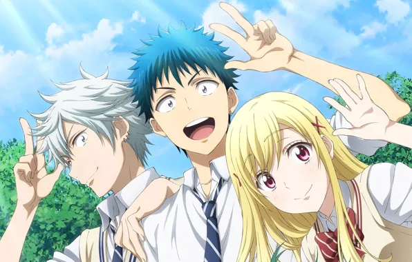 Girl, anime, art, guys, Yamada-kun to 7-nin no Majo