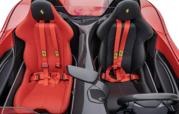 Chairs, Ferrari, supercar, Mansory, the interior of the car, rear view mirror, Ferrari Monza SP2