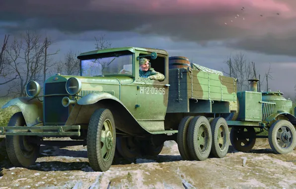 Picture USSR, GAZ-AAA, terrain, Soviet truck, field kitchen
