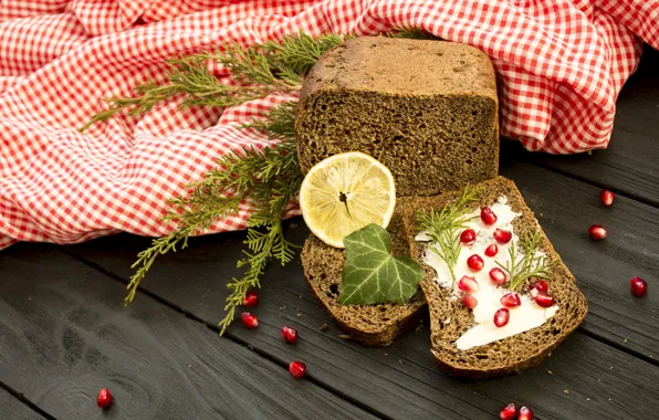 Lemon, garnet, Bread