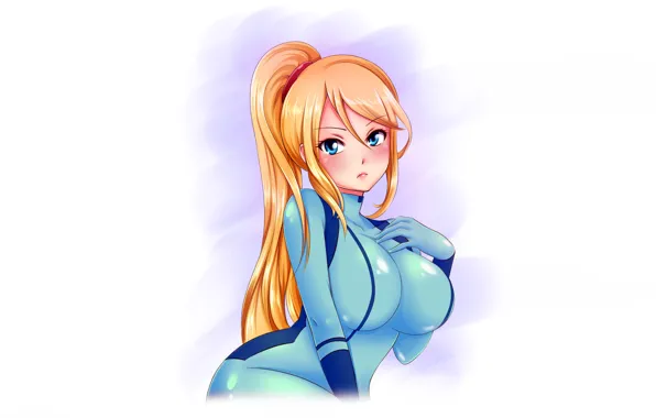 Girl, sexy, long hair, boobs, anime, blue eyes, beautiful, ponytail