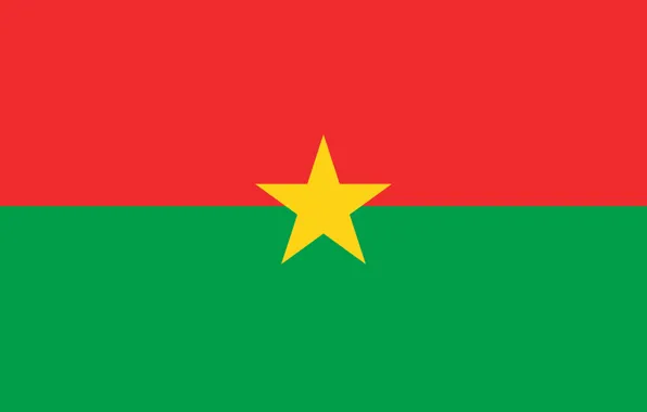 Picture green, red, star, yellow, flag, Burkina Faso