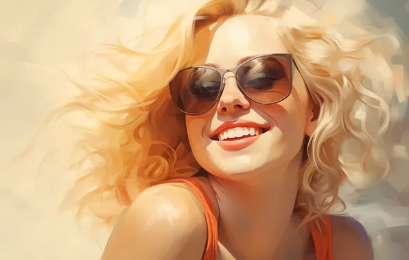 Look, girl, the sun, light, happiness, face, pose, portrait