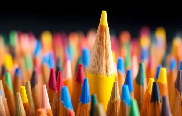 Macro, Red, Blue, Pencils, Colored, Red, Yellow, Green