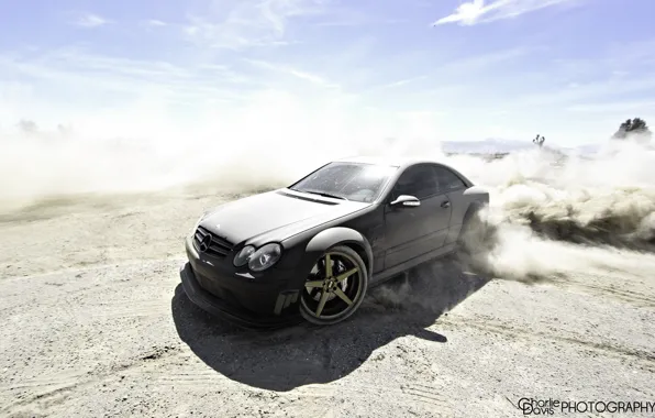 Picture car, tuning, dust, skid, Mercedes, tuning, mercedes clk