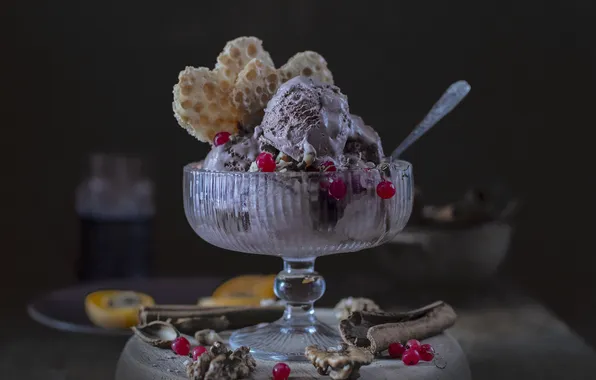 Berries, cookies, ice cream, vase, Irina Shipunova, In the summer heat