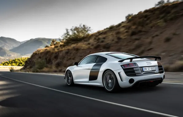 Picture Audi, white, speed, drive, R8, Audi R8 GT Coupe