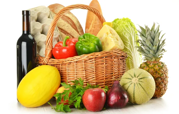 Picture basket, fruit, vegetables