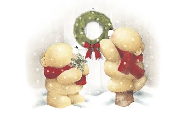 Picture winter, mood, holiday, Christmas, art, bear, New year, decoration