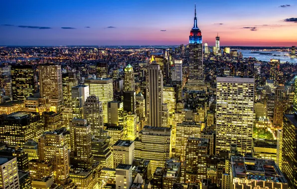 Picture lights, home, New York, panorama, USA