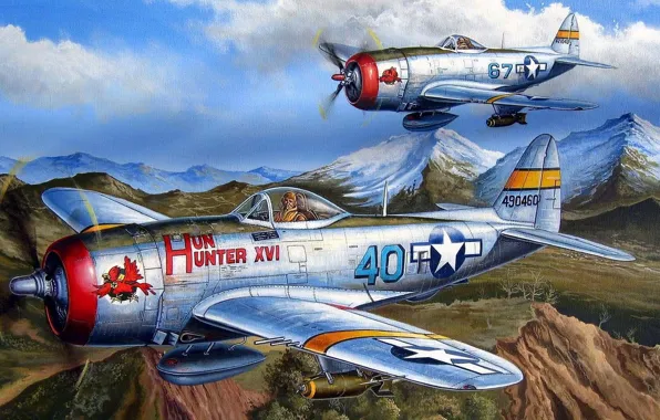 Picture fighter, bomber, Thunderbolt, UNITED STATES AIR FORCE, P-47, Republic