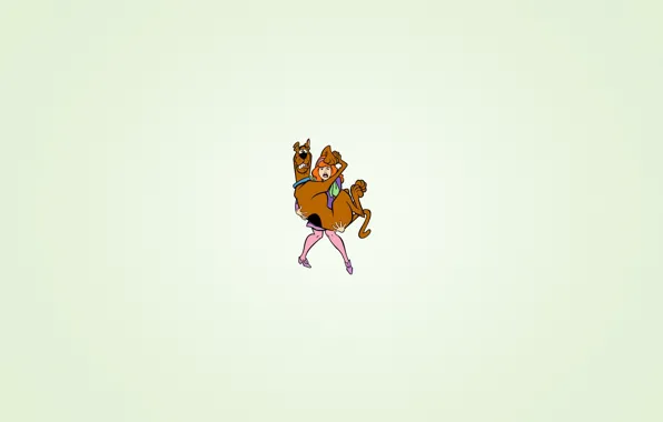 Picture girl, fear, dog, minimalism, humor, keeps, Scooby-Doo, Scooby-Doo