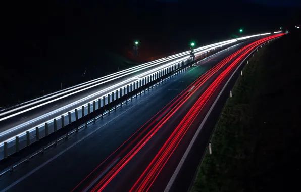 Road, night, lights
