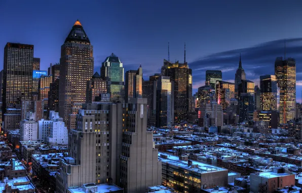 Picture new York, Manhattan, new york, usa, Blue Hour, Midtown