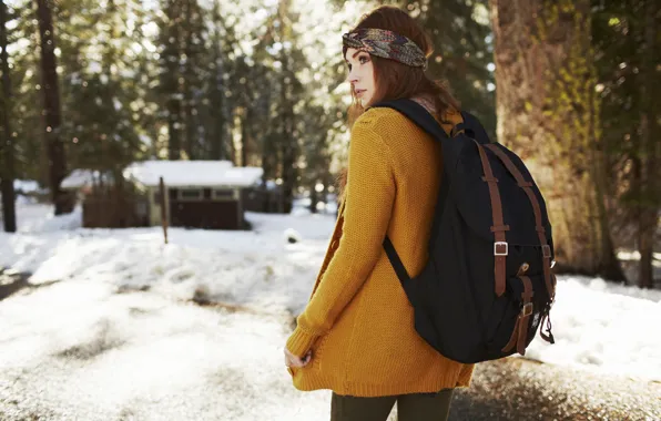 Picture look, girl, backpack, redhead, Danielle