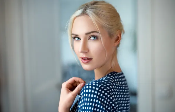 Look, girl, model, portrait, makeup, hairstyle, blonde, bokeh