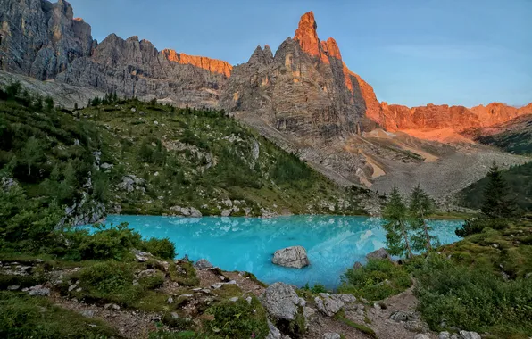 Landscape, mountains, lake