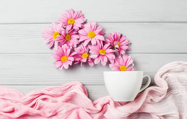 Picture flowers, background, Cup, fabric, chrysanthemum