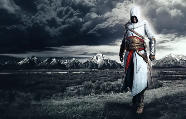 Clouds, mountains, assassins creed, Altair, altair, the creed of the assassins