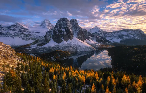 Autumn, forest, mountains, lake, Canada, Canada, British Columbia, British Columbia