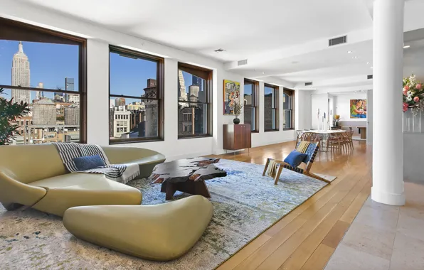 Space, interior, New York, megapolis, living room, Flatiron, Corcoran, 32 West 18th Street