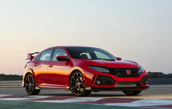 The sky, red, track, Honda, hatchback, the five-door, 2019, Civic Type R