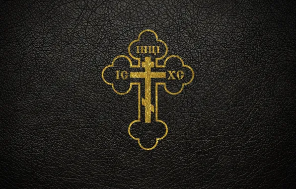 Leather, Cross, gold, Orthodoxy, The crucifixion, Orthodox Cross, The Cross Of The Lord