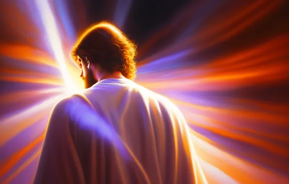 Jesus, Hair, Male, Religion, Jesus Christ, Digital art, Back, AI art