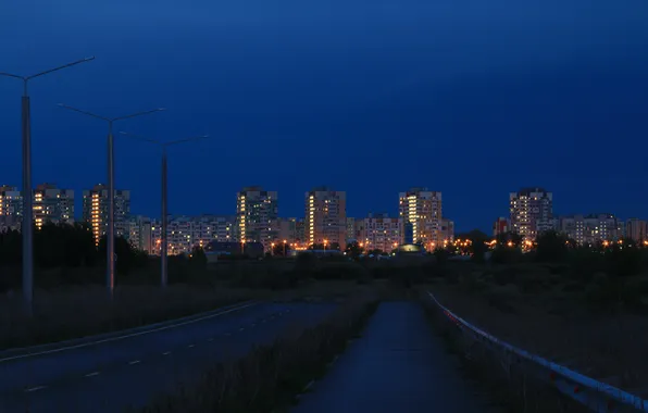 The sky, night, building, home, spring, the evening, lights, Russia