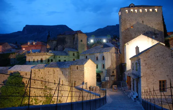 The sky, clouds, mountains, the city, building, home, architecture, Bosnia and Herzegovina