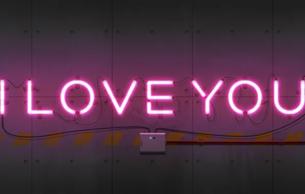 Wall, i love you, heart, neon sign
