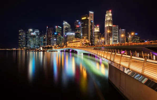 Night, the city, lights, building