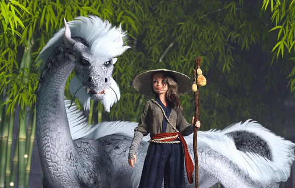 Girl, dragon, rendering, other