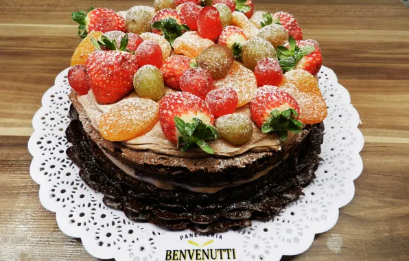 Picture decoration, berries, strawberry, cake, cream, dessert, cakes, sweet
