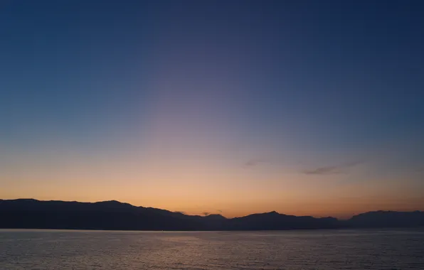 Picture sea, mountains, dawn, Croatia