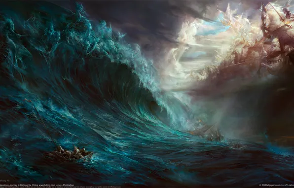 Sea, wave, battle, death, dehong he