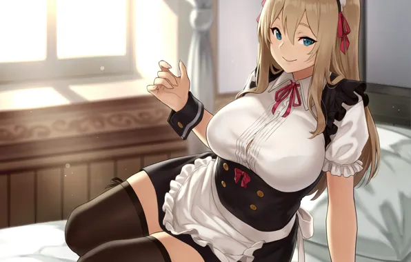 Picture girl, form, sitting, the maid