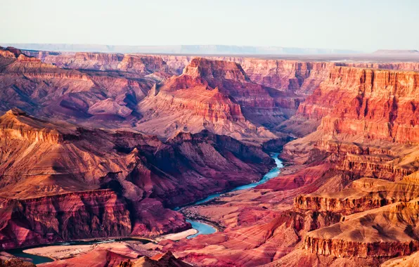 Picture the sky, mountains, river, canyon, USA, Arizona, Grand Canyon