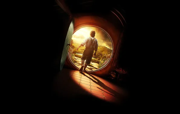 Picture shadow, the door, twilight, actor, The hobbit, The Hobbit, An unexpected journey, Martin Freeman