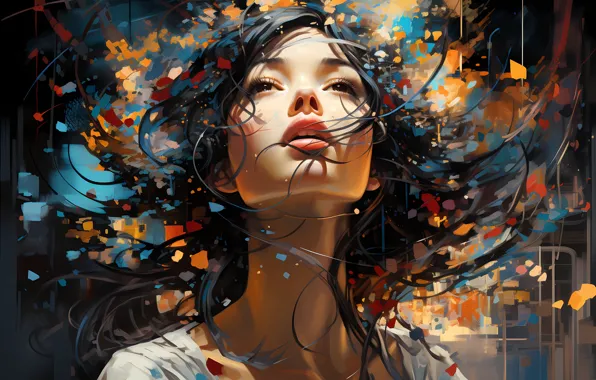 Picture girl, face, image, digital painting, digital art, AI art, digital painting, The Art of Artificial …