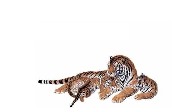Love, kids, mom, concern. weasel, tigress, the cubs