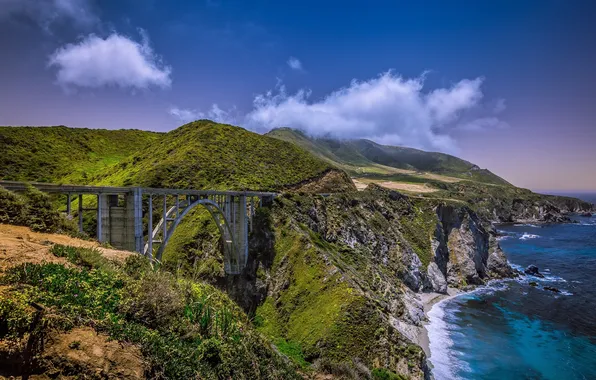 Bridge, the ocean, coast, USA