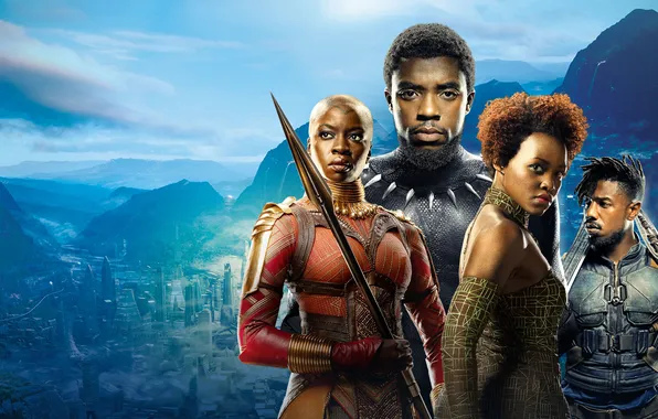 Landscape, fiction, poster, characters, comic, MARVEL, Danai Gurira, You Challa