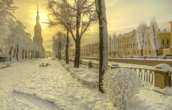 Picture winter, snow, the city, building, Peter, Saint Petersburg, square, Gordeev Edward