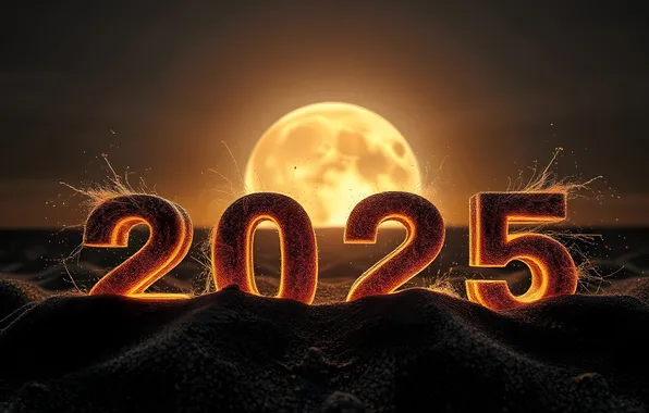 Figures, New year, date, 2025, AI art, neural network, New Year 2025