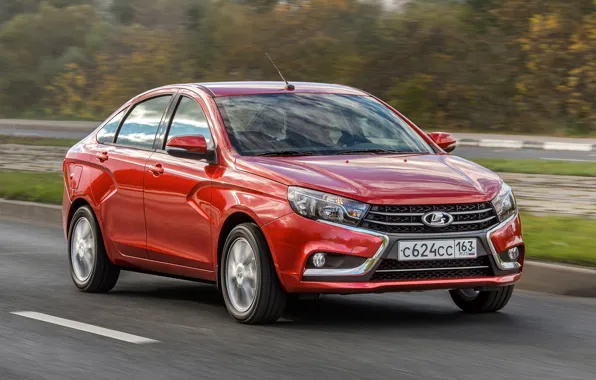 Red, Movement, Car, Lada, Lada, Metallic, 2015-16, Vesta (GFL)