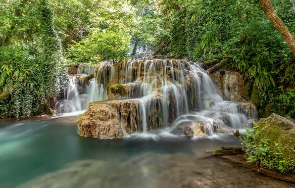 Picture forest, river, waterfall, Thailand