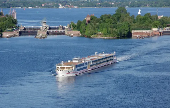 River, beautiful, gateway, ship
